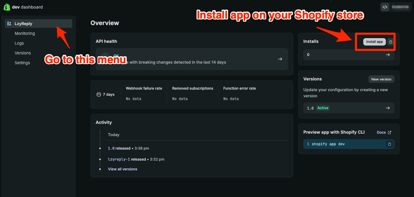 App Overview with Install app highlighted
