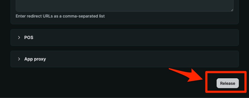 Release button at the bottom of the version page