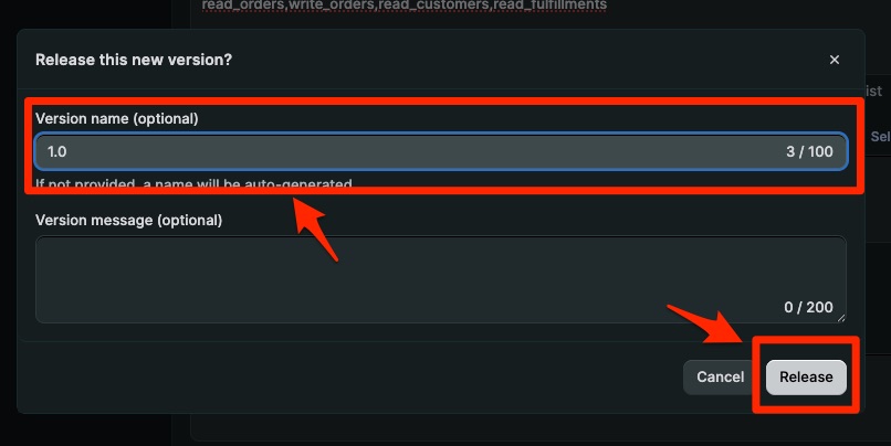 Release this new version confirmation dialog